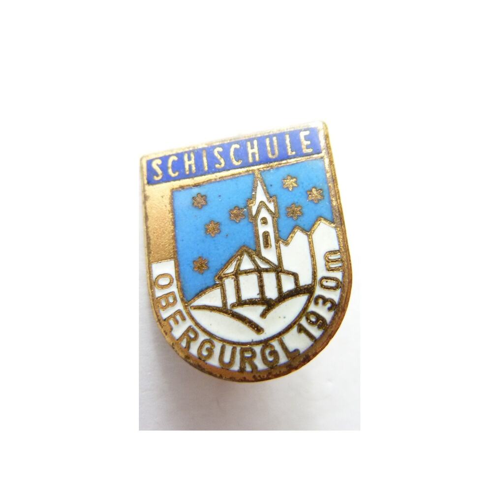 Vintage Schischule Obergurgl Ski School Hat Pin 1930m Austria Enamel Badge